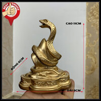 [Rắn phong thủy] Tượng linh vật phong thủy con Rắn trang trí phong thủy bàn làm việc  - Cao 11cm - Màu nhũ đồng