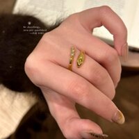 Rắn Vàng Mở Nhẫn Thời Trung Cổ Rắn Năm Rắn Cung Hoàng Đạo Năm Rắn Nhỏ Vàng Rắn Kim Cương Nhẫn 2025 Phong Cách Mới