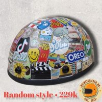 [Random] Mũ bảo hiểm 1/2 dán sticker thời trang phong cách
