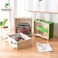 Ranervz Hộp Bảo Quản Khô Vuông Bắc Âu Để Bàn Trang Trí Chụp Ảnh Chống Đỡ Trẻ Em Hộp Đựng Tiền Bằng Gỗ