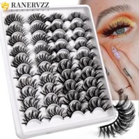 Ranervzz Set 20 Cặp Lông Mi Giả Xoăn Dài Tự Nhiên Màu Tím