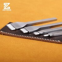 Răng Đánh Bóng 4 Cái / bộ Da Đục Lỗ Đấm Kim Cương Đấm Khâu Đấm Dụng Cụ Prong Da Thủ Công May DIY Dụng Cụ 1 + 2 + 4 + 6 Lỗ Nĩa