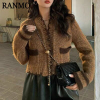 RANMO áo len cardigan áo khoác cardigan Popular Fashion Minimalist hàn quốc WMJ24808V2 33Z240815