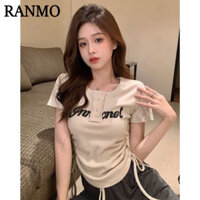 RANMO áo phông áo thun nữ croptop baby tee thời trang Stylish Cổ điển Thời trang WTX24406RS 21Z240519