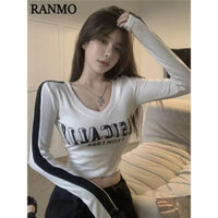 RANMO áo phông áo thun nữ croptop baby tee Stylish Comfortable Cổ điển Cute WTX2470E1Z 31Z240803