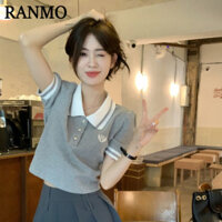 RANMO áo polo nữ áo có cổ Vintage Fashion Stylish Đơn giản WMY24601MW 41Z241012