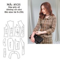 RẬP GIẤY A0 ÁO VEST CỔ SEN AV21 ( KHÔNG CẮT SẴN )