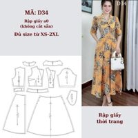 RẬP GIẤY A0 ĐẦM XÒE CỔ VE D34 ( KHÔNG CẮT SẴN )