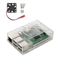 Raspberry Pi 3 B + Plus ABS Trong Suốt/Đỏ/Xanh Dương Trong Suốt Nắp Hộp Vỏ + Quạt Làm Mát tương thích cho Raspberry Pi 3 Model B +