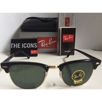 Ray / Ban Clubmaster RB3016 W0365 Ống kính xanh khung đen 51mm