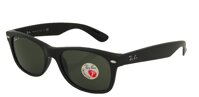 Ray-Ban RB2132 New Wayfarer Sunglasses Unisex 100% Authentic (Matte Black Frame Polarized Solid Black Lens, 52)