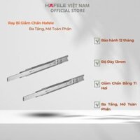 Ray bi ba tầng Hafele, đóng giảm chấn, mở toàn phần dùng cho hộc kéo tủ gỗ, tủ nhôm