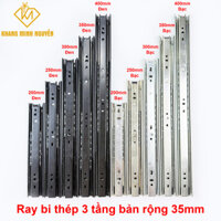 Ray bi trượt 3 tầng, ray bi thép 3 tầng 20cm | 25cm | 30cm | 35cm | 40cm