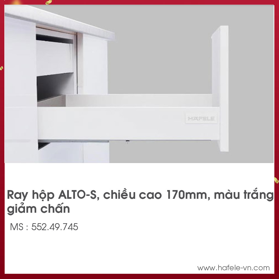 Ray hộp Alto-S màu trắng mờ Hafele 552.49.745