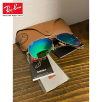 Rayban Kính mát aviator RB3025 khung vàng 112/19 58mm/ống kính tráng gương màu xanh lá