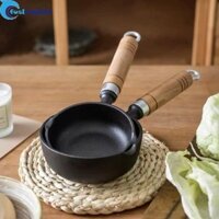 RAYNAG Chảo đổ dầu RAYNAG, Chảo chiên nhỏ giọt bằng gang, Nồi nóng chảy bơ Chống dính Không phủ Gỗ Tay cầm Nồi sữa Mứt