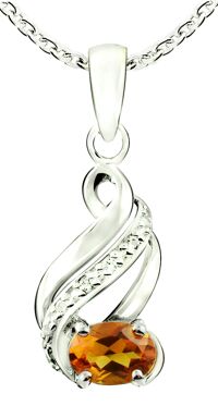 RB Gems Sterling Silver 925 Pendant Necklace Genuine Gemstone Oval 7x5 mm, Rhodium-Plated Finish, Sliding