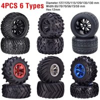 Rc Lốp 4 12 Mm Hub Bánh Xe Bộ Bọt Chèn Lốp Cho 1: 10 Monster Truck Off Road Traxxas Scx10 HPI HSP Savage Buggy Tamiya