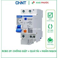 RCBO ÁP ÁT TÔ MÁT APTOMAT 1 PHA 2P CHỐNG GIẬT RÒ QUÁ TẢI NGẮN MẠCH 10A 16A 20A 25A 32A 40A 50A 63A 30mA CHINT