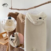 Rctlb  Chăn có mũ trùm đầu gấu mùa đông Khăn choàng lông cừu Áo choàng ấm cho phòng ngủ văn phòng Phòng khách Chăn mềm mại dễ thương đang được bán