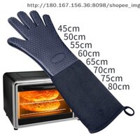 Rctlb  Khâu Màu Trơn Chịu Nhiệt Găng Tay Nấu Ăn Nhà Bếp Bền Chống Trơn Trượt Găng Tay Nướng BBQ Cực Dài Hữu Ích Đang Bán