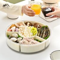 Rctlb  Khay phục vụ chia tròn có nắp và tay cầm Đồ ăn nhẹ di động 6 ngăn Giữ tươi Hộp đựng thực phẩm Hộp đựng đồ ăn nhẹ đang được bán