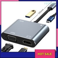 Re 4 in 1 extender usb c adapter type-c to hdmi-tương thích với vga usb3.0 audio video adapter bộ sạc nhanh