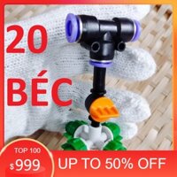 [RẺ NHẤT] 20 Béc tưới cây, phun sương 4 tia nhựa, có van khóa đầu béc, kết nối ống 8mm [GIÁ TỐT]