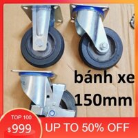 [RẺ NHẤT] Bánh xe đẩy chịu lực cao, đường kính 150mm, bánh gang, viền cao su (loại tĩnh/ quay/khóa) [GIÁ TỐT]