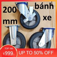 [RẺ NHẤT] Bánh xe đẩy chịu lực cao, đường kính 200mm, bánh gang, viền cao su (loại tĩnh/ quay) [GIÁ TỐT]