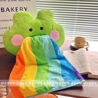 💥RẺ NHẤT CÓ SẴN GIAO NHANH💥 Chăn CẦU VỒNG MỊN 95*150cm gối 46*36cm ngủ văn phòng hình Ếch xanh chăn cầu vồng