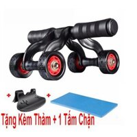 [Rẻ nhât] Con Lăn Tập 4 Bánh Tập Cơ Bụng 6 Múi Tại Nhà Full Đồ Nghề