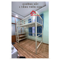 [RẺ NHẤT] Giường 1 tầng trên cao tiết kiệm diện tích - cầu thang gỗ an toàn cho bé freeship HCM