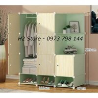 [RẺ NHẤT SHOPEE] TỦ NHỰA LẮP GHÉP 9 Ô VÀ 3 GIÀY (GỒM 2 KỆ) CỐM CỬA GỖ VÀNG sâu 47cm