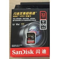 (Rẻ Nhất) Thẻ nhớ SDXC Sandisk Extreme Pro 32G U3 4K V30 170MB/s