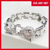 [RẺ NHẤT THỊ TRƯỜNG] Vòng Tay - Lắc Tay Nam Đầu Báo Đính Đá Mạ Vàng Trắng 18K Phong Cách Sang Trọng