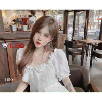 [RẺ VÔ ĐỊCH] Áo kiểu phối nơ bèo nhúm sang chảnh