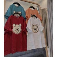 [Rẻ Vô Địch] Áo Phông Cotton Khô 3158 Form Rộng Nam Nữ Unisex In Hình Mặt Gấu M2