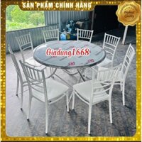(🔥Rẻ vô địch🔥) Bàn tròn inox ghế nhựa đúc chiavary siêu bền