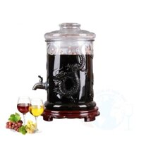 RẺ VÔ ĐỊCH - Bình Ngâm Thủy Tinh 10 Lít Dáng Trụ Hoa Văn Rồng - Có Vòi