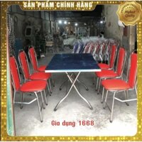(🔥Rẻ vô địch🔥) Bộ bàn ghế inox bàn chữ nhật ghế tựa khung inox bốn bi (ảnh thật)