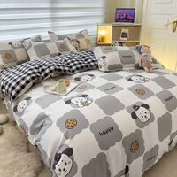 [RẺ VÔ ĐỊCH] Bộ chăn ga gối ga giường cotton poly Hàn Quốc mẫu chó happy mới nhất - Ngân Khánh Bedding drap giường