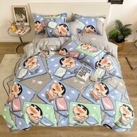 [RẺ VÔ ĐỊCH] Bộ chăn ga gối ga giường cotton poly Hàn Quốc mẫu cậu bé bút chì shin - Ngân Khánh Bedding drap giường
