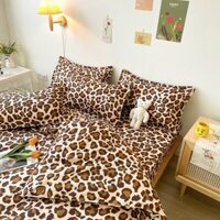 [RẺ VÔ ĐỊCH] Bộ chăn ga gối ga giường cotton poly Hàn Quốc mẫu da báo nâu - Ngân Khánh Bedding drap giường