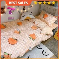 [RẺ VÔ ĐỊCH] Bộ Chăn Ga Gối Đệm Poly Cốt Tông 4 Món Trái Đào 1000 Năm - BST Chăn Ga Gối Poly Sakura JP Bedding Decor