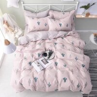 [Rẻ Vô Địch] Bộ Chăn Ga Gối Cottong Poly Xương Rồng Hồng [TheBi Shop]