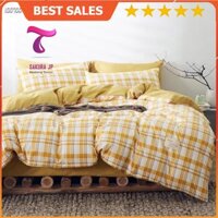 [RẺ VÔ ĐỊCH] Bộ Chăn Ga Gối Đệm Tici Đũi Nhật Bản Kẻ Vàng Mặt Trời - BST Chăn Ga Gối TC Sakura JP Bedding Decor