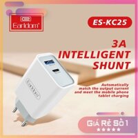 Rẻ vô địch - Củ Sạc & Sạc Bộ Earldom 18W ES - KC25 sạc siêu nhanh 3.0 độ bền cao thích hợp thiết bị Android và iOS