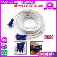 [RẺ VÔ ĐỊCH] Dây VGA cao cấp H2Pro dài 20m, dây cáp VGA dây trắng, đầu xanh giá thấp