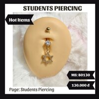 [Rẻ Vô Địch] Khuyên Rốn Hình Ngôi Sao Đá Màu Vàng - Khuyên Thép 316L